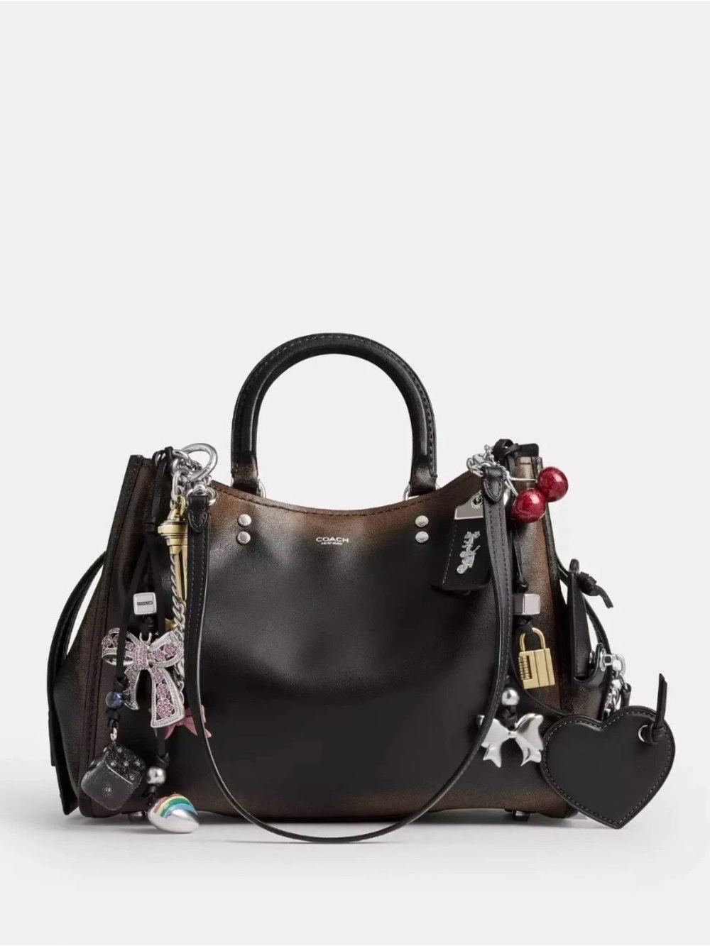 Coach Loved Leather Rogue 31 with charms NWT